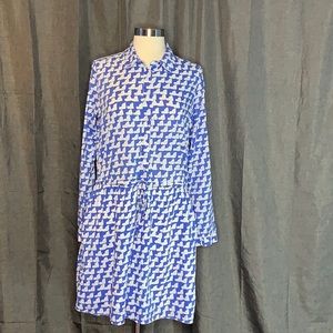 GAP Blue White Abstract Printed Shirtdress Sz S